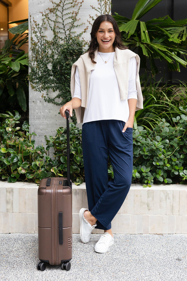 Rosella Navy Bamboo Pants,Lifestyle image 1