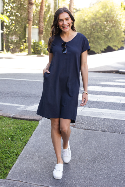 Harley Navy Cotton Tee Dress