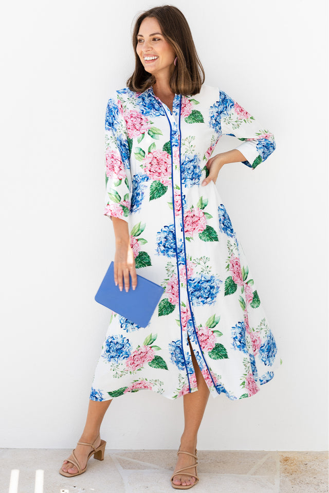 Taylah White Flower Linen Cotton Dress