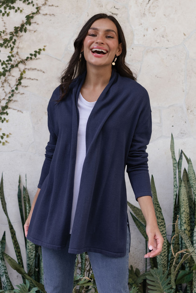 Primrose Navy Cotton Drape Cardigan