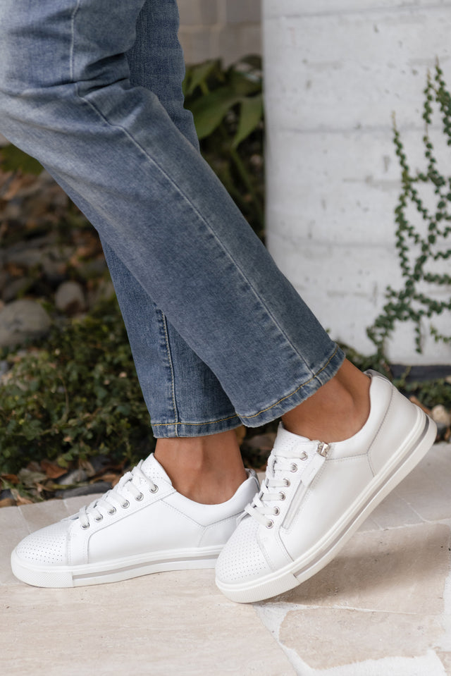 Koko White Leather Zip Sneaker