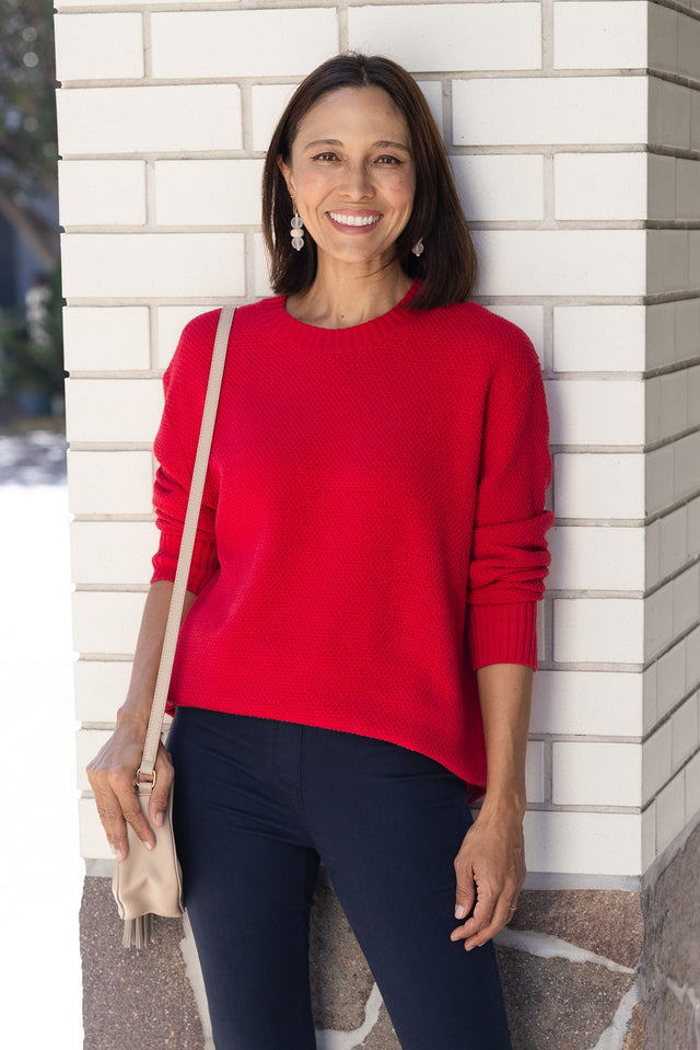 Skylar Red Cotton Blend Knit Jumper