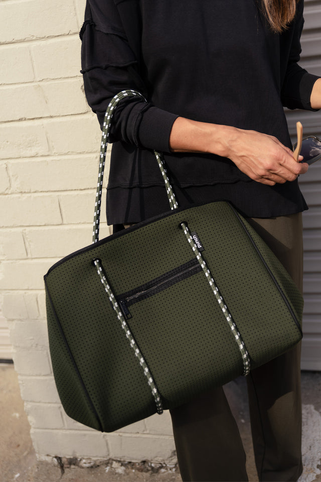 Amola Olive Neoprene Tote Bag