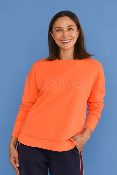 Simplified Orange Cotton Crewneck Sweatshirt