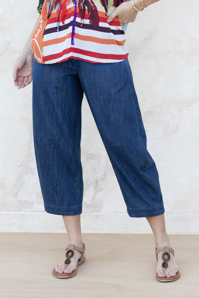 Ottie Blue Cotton Barrel Pants