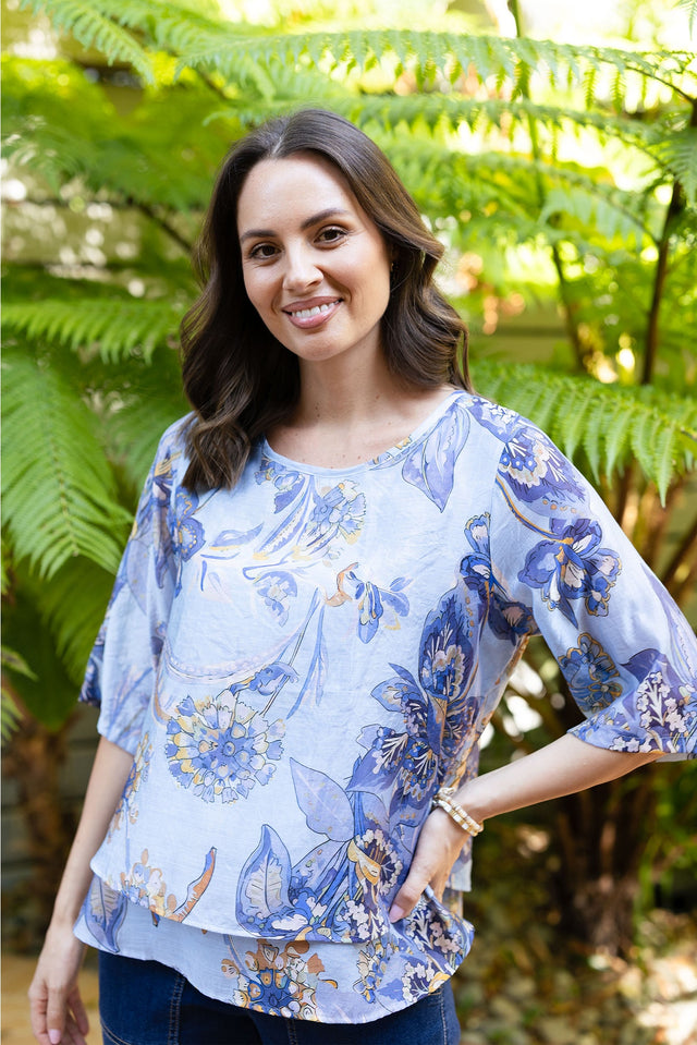 Liora Blue Meadow Layered Top,Lifestyle