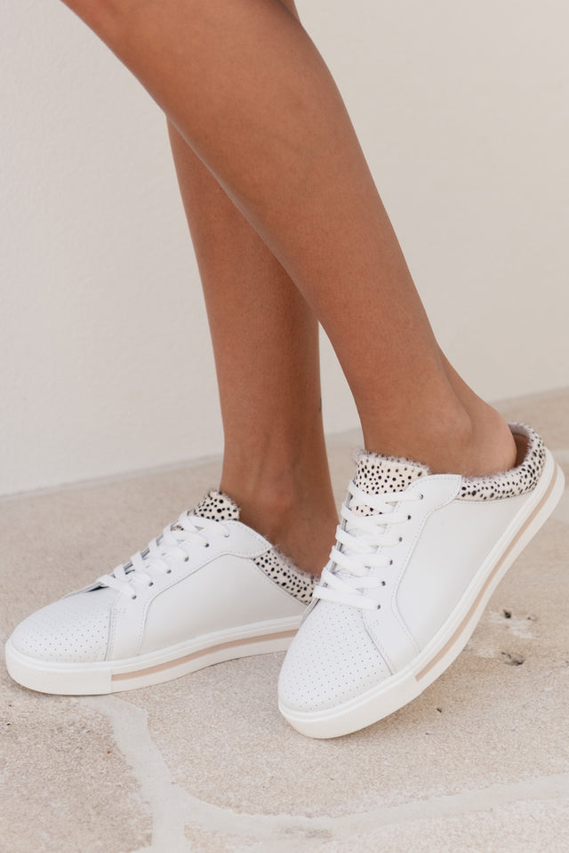 Nicky White Cheetah Leather Mule Sneaker image 2
