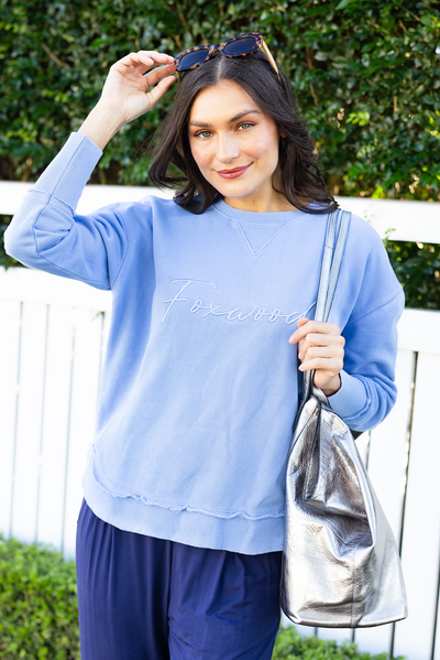 Signature Blue Cotton Crewneck Sweatshirt