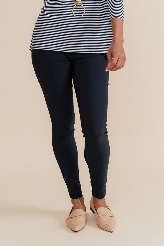 Zara Navy Stretch Full Length Pants