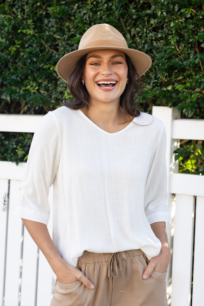 Gomez White Button Top