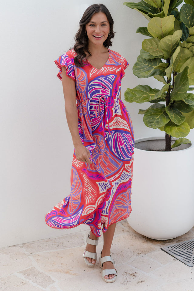 Libby Purple Motif Midi Dress image 1