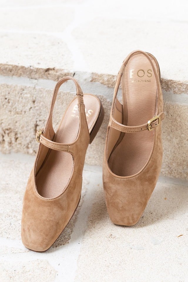 Sophina Camel Suede Slingback Mule, Lifestyle image 2