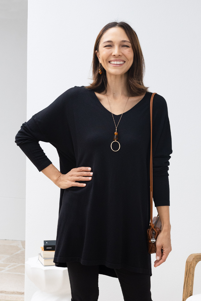 Piper Black V Neck Knit Jumper,Lifestyle
