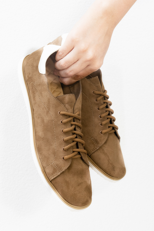 Cuavella Tan Suede Sneaker, Lifestyle image 2