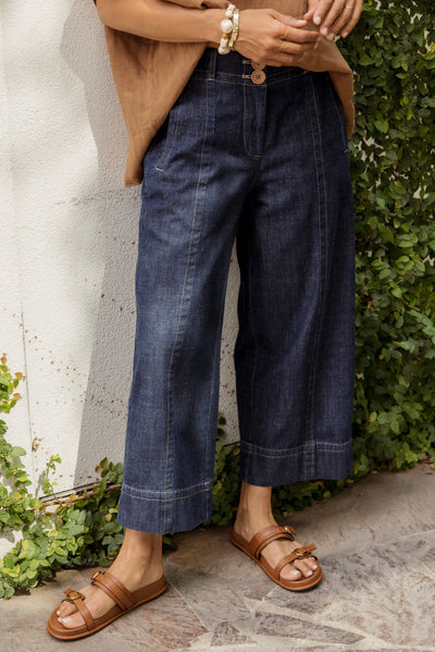 Carsen Dark Blue Wide Leg Jeans