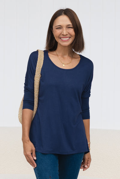 Navy Milan 3/4 Sleeve Top