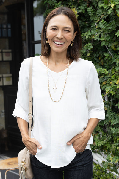 Gomez White Button Top