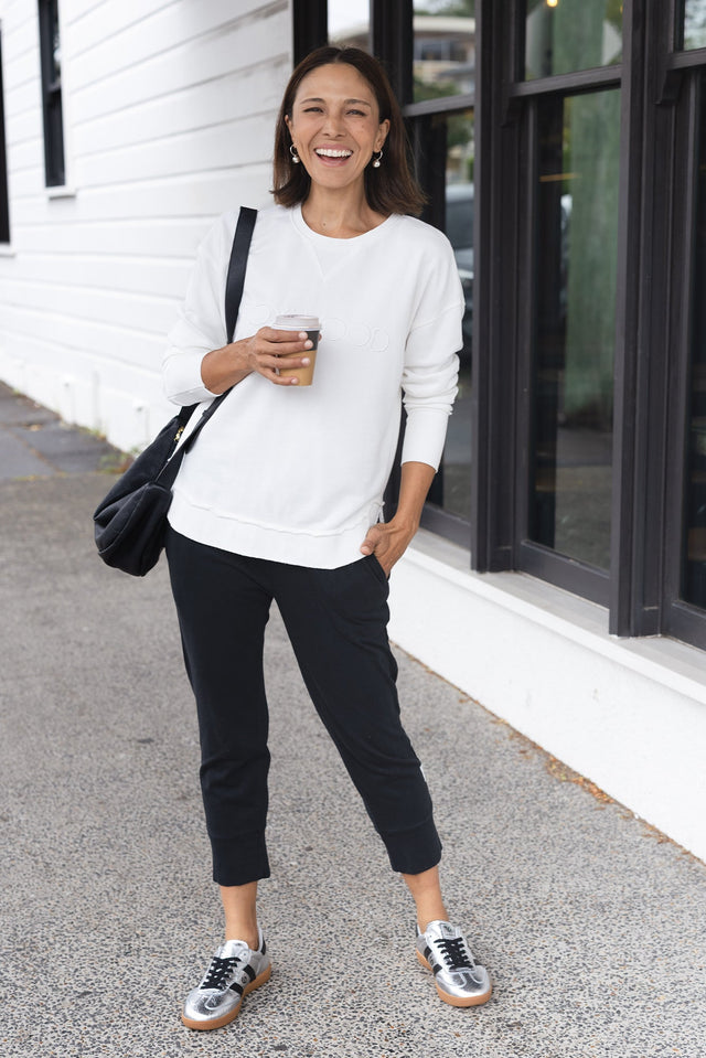 Fundamental Brunch Black Cotton Sweatpants,Lifestyle image 1