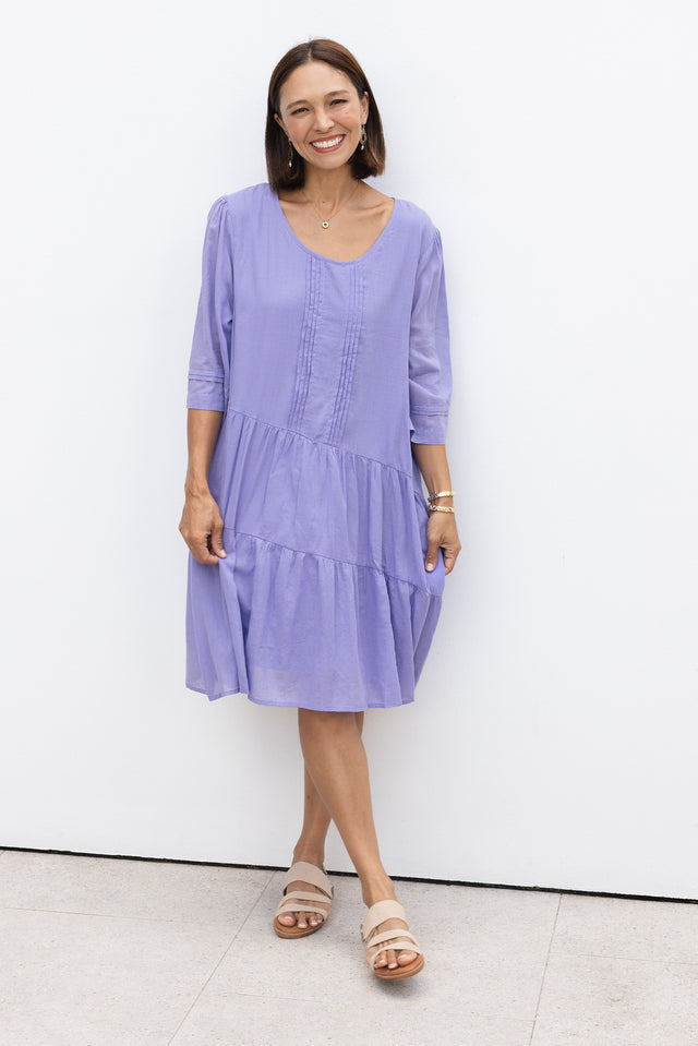 Portia Purple Cotton Asymmetrical Dress image 1