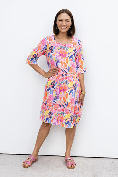 Lilibet Orange Flower Cotton Pocket Dress