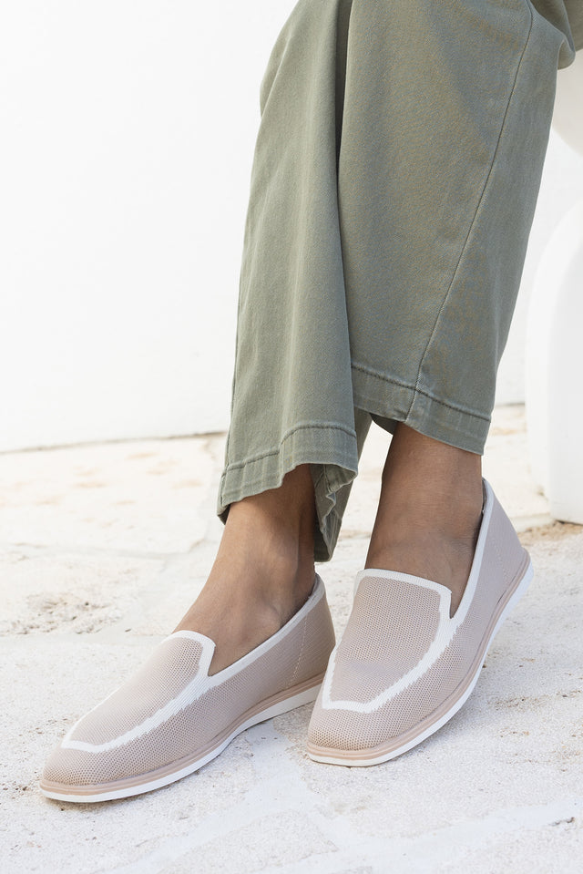 Fifi Beige Contrast Flyknit Loafer image 2