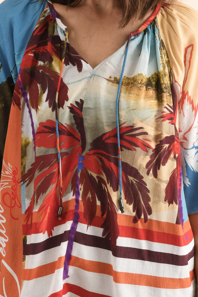 Rica Red Beach Tassel Top,Detail,Brunette model,alt text|model:Cara image 5