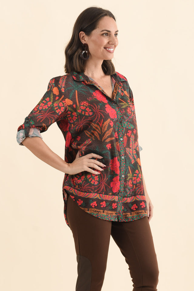 Ricky Red Jungle Button Shirt,Brunette model,alt text|model:MJ image 4