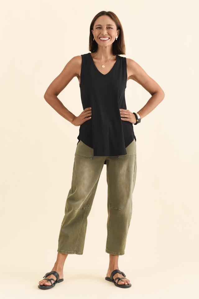 Rihanna Black Bamboo Tank,Brunette model,alt text|model:Cara image 4