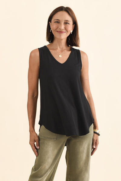 Rihanna Black Bamboo Tank