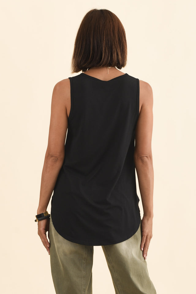 Rihanna Black Bamboo Tank,Brunette model,alt text|model:Cara image 6