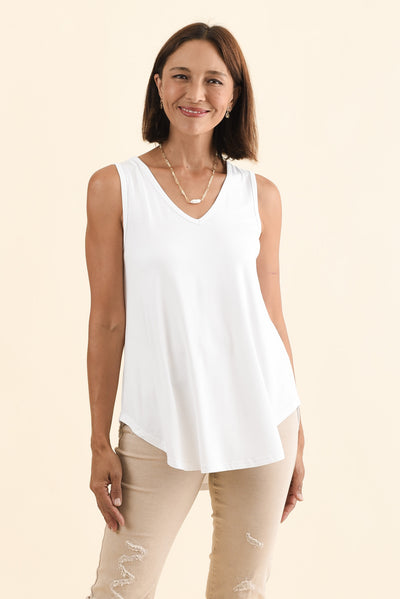 Rihanna White Bamboo Tank