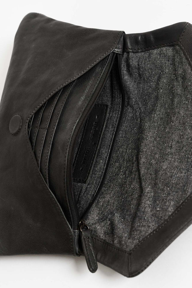 Riley Charcoal Leather Clutch image 2