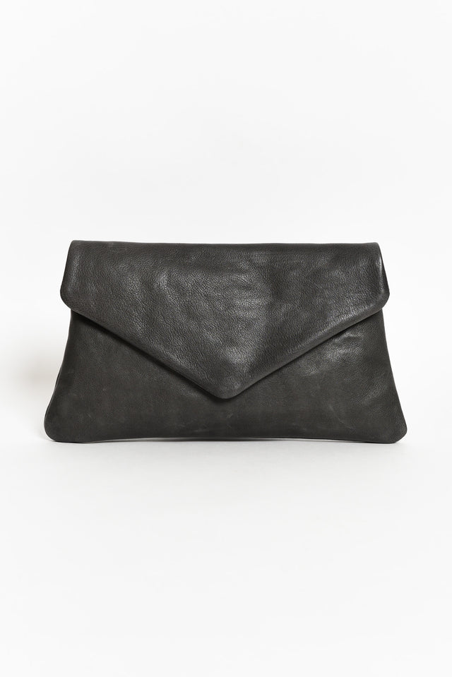Riley Charcoal Leather Clutch image 1
