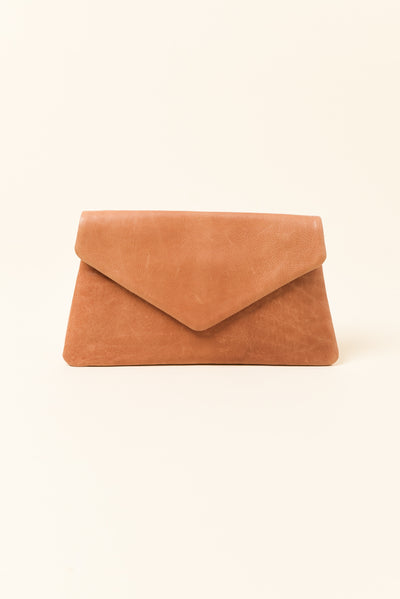 Riley Tan Leather Clutch