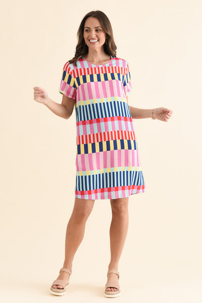 Rio Rumba Pink Geo T-Shirt Dress
