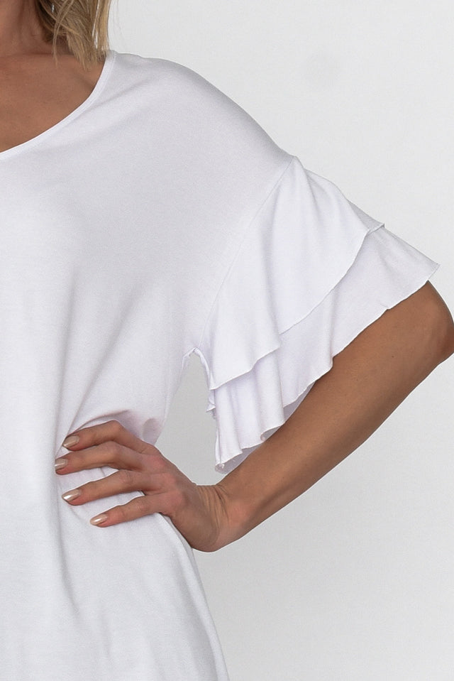 Ripon White Frill Sleeve Top