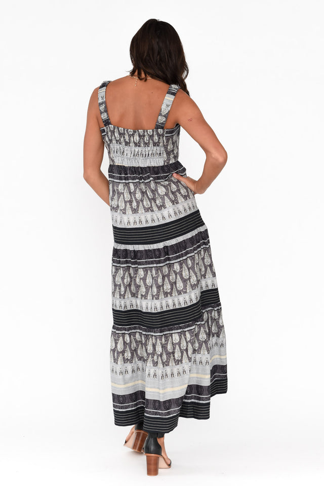 Rita Black Geo Cotton Dress