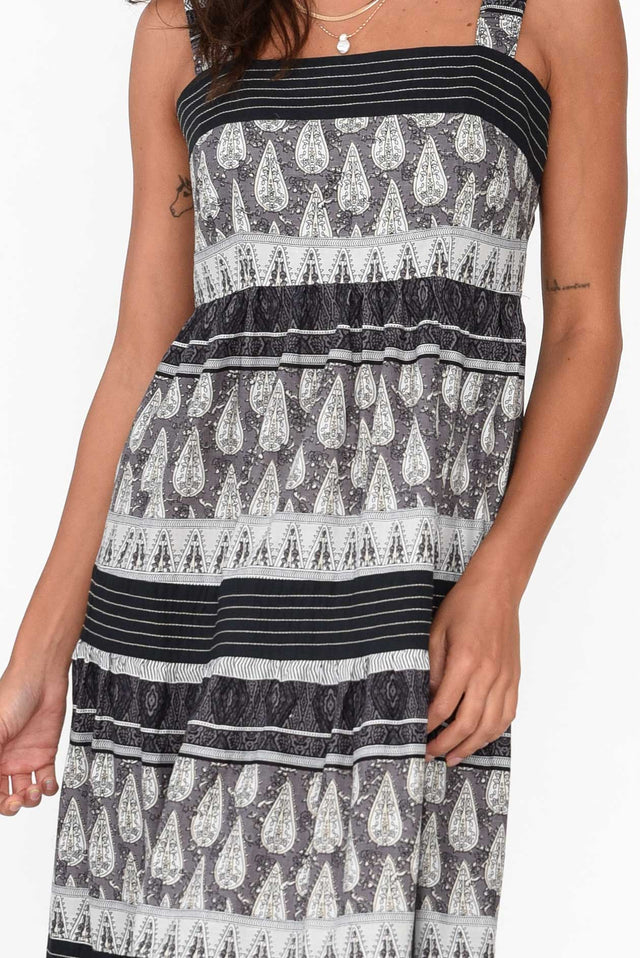 Rita Black Geo Cotton Dress