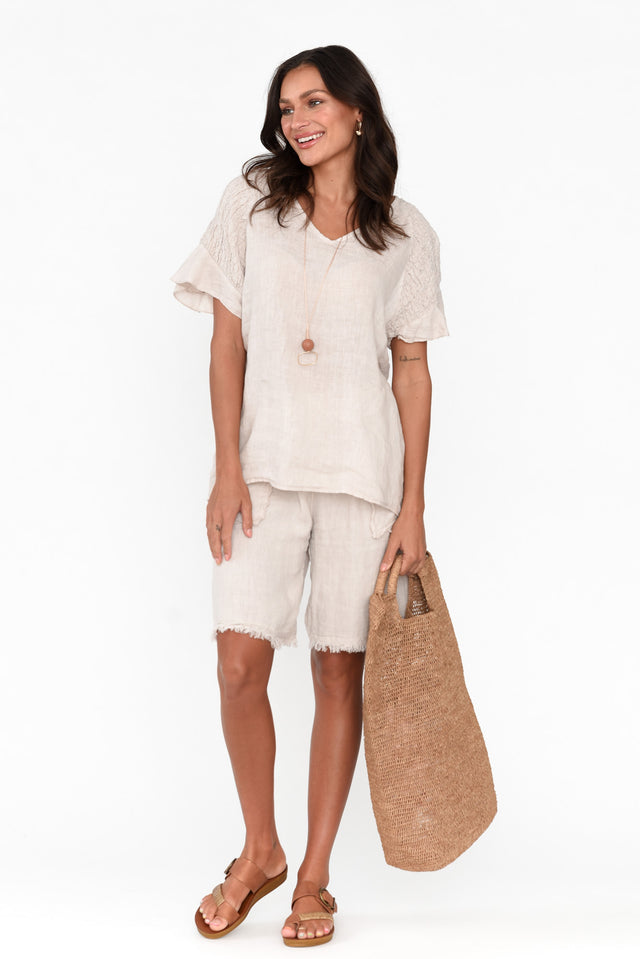 Rivia Beige Linen Top