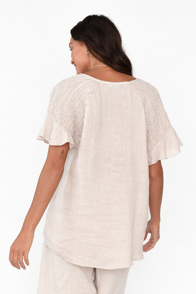 Rivia Beige Linen Top