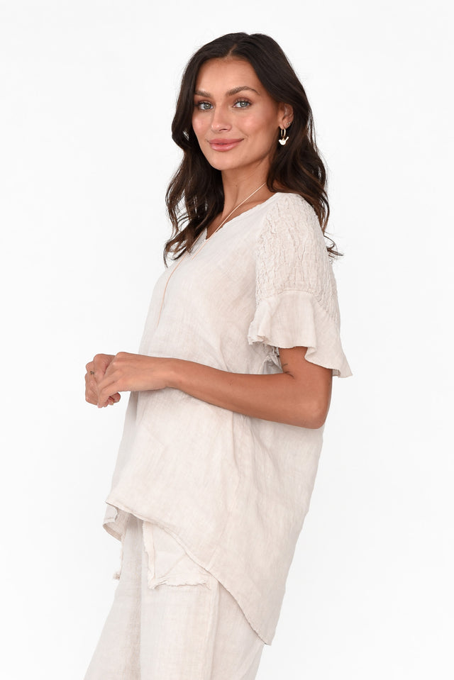Rivia Beige Linen Top