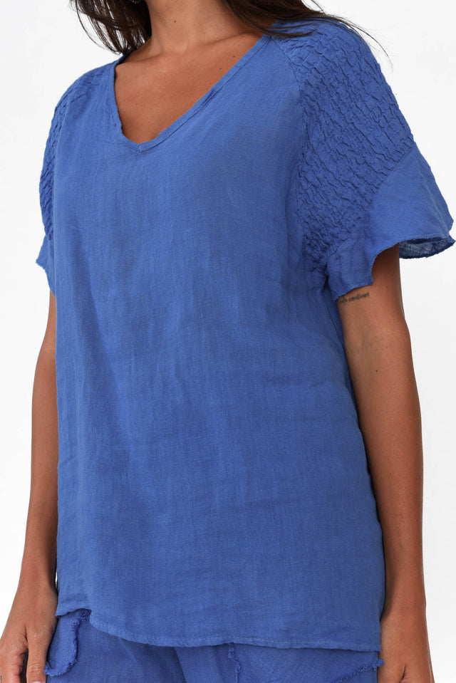 Rivia Blue Linen Top