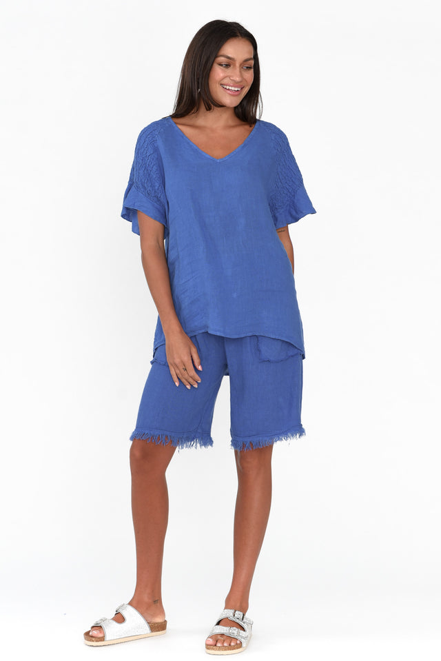 Rivia Blue Linen Top