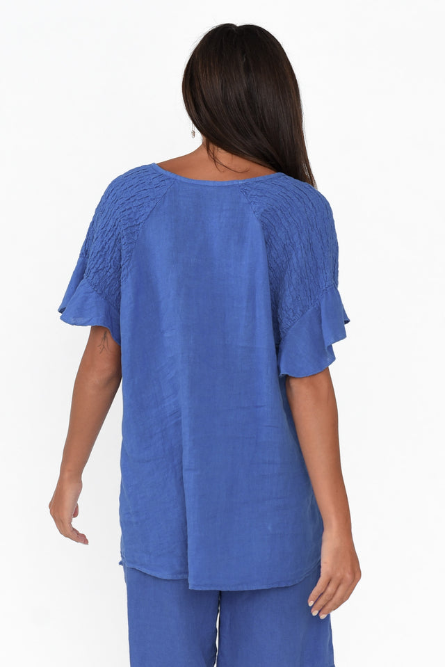 Rivia Blue Linen Top