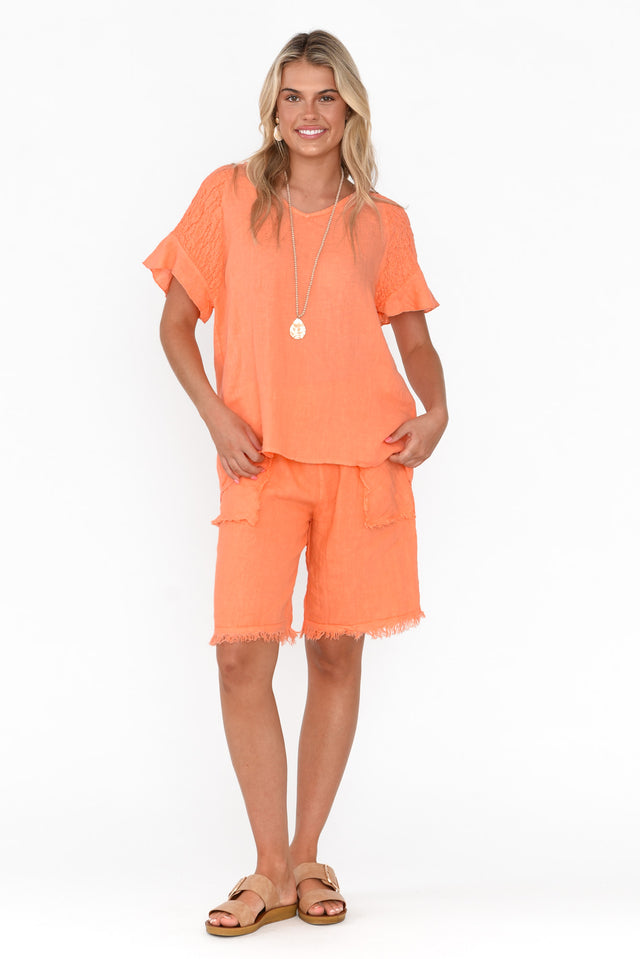 Rivia Orange Linen Top