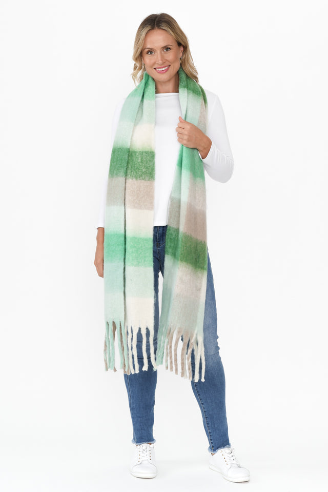Rois Green Check Scarf