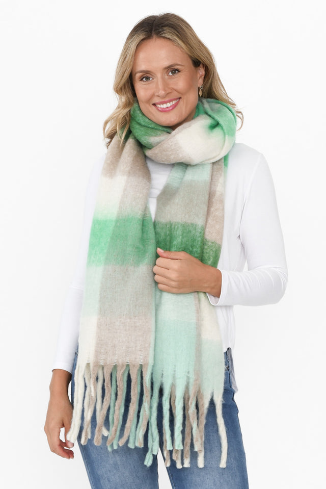 Rois Green Check Scarf