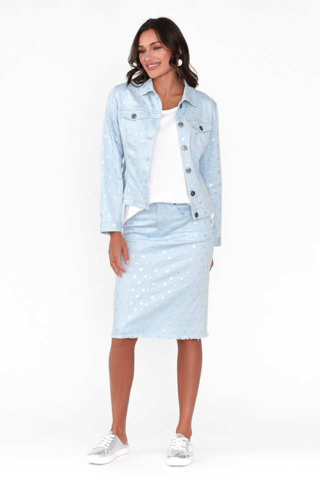 Romain Blue Foil Spot Cotton Jacket