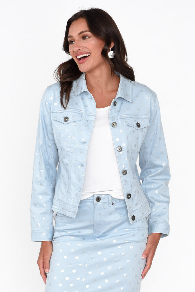 Romain Blue Foil Spot Cotton Jacket