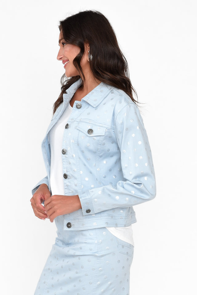 Romain Blue Foil Spot Cotton Jacket